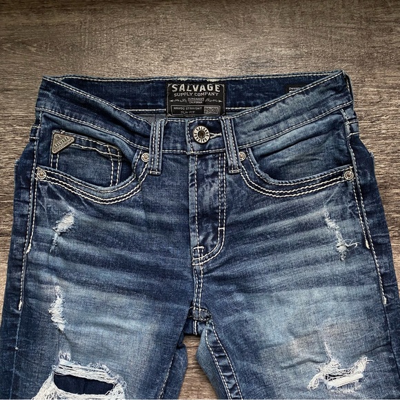 Salvage ripped jeans women’s size 29x30 Havoc straight slim fit - Picture 4 of 10